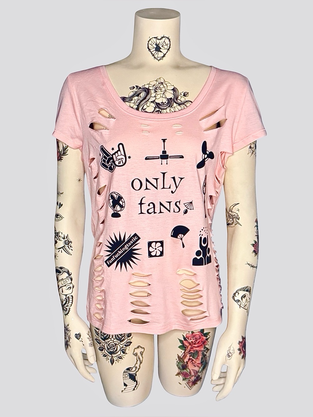 “Only fans” shredded graphic t-shirt